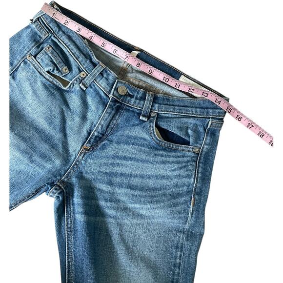 EUC Rag & Bone Dre Low Rise Crop Slim Boyfriend Jeans Raw Hem Blue Denim Size 26 - Picture 9 of 9